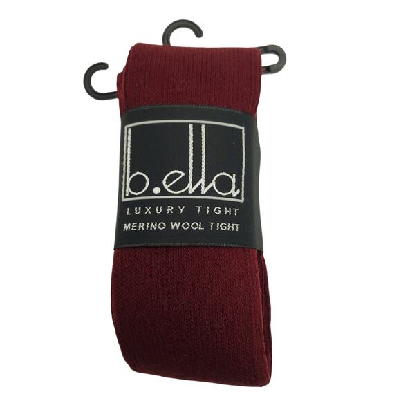 Italian Merino Wool Tights Small Burgundy Karla Ribbed Wine B.ella New Hosiery - Picture 2 of 6